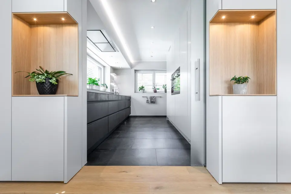 Kitchen area with custom made furniture